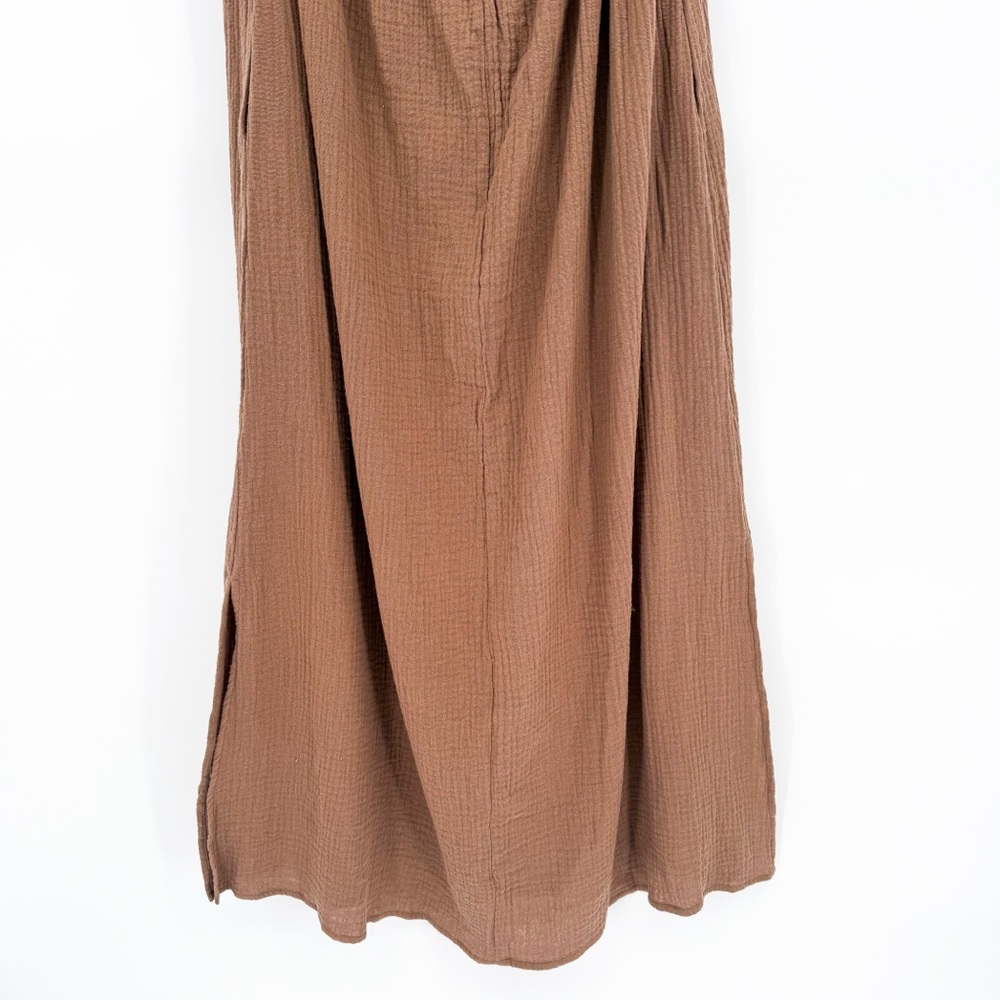 NWT Aemi+Co Midi Cut Out Dress Mocha Brown Cotton Gauze Large - Picture 10 of 15